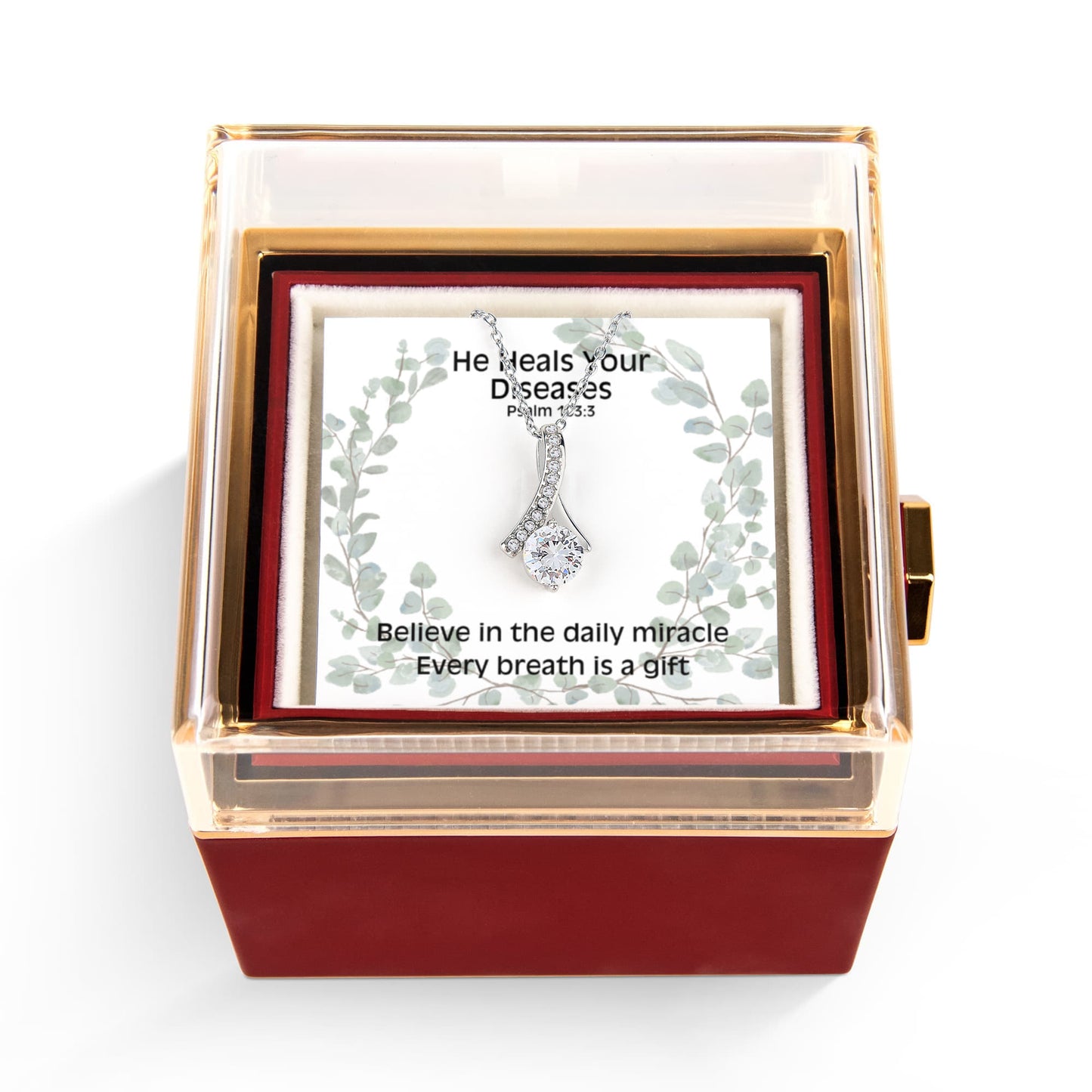 He Heals Your Diseases (Psalm 103:3) | Alluring Beauty Necklace in Rotating Rose Gift Box