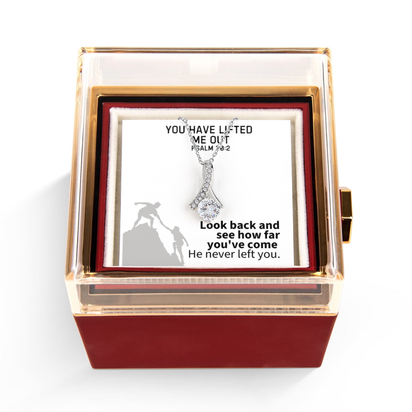 You Have Lifted Me Out (Psalm 30:2) | Alluring Beauty Necklace in Rotating Rose Gift Box
