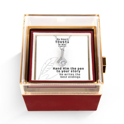 My Heart Trusts In Him (Psalm 28:7) | Alluring Beauty Necklace in Rotating Rose Gift Box