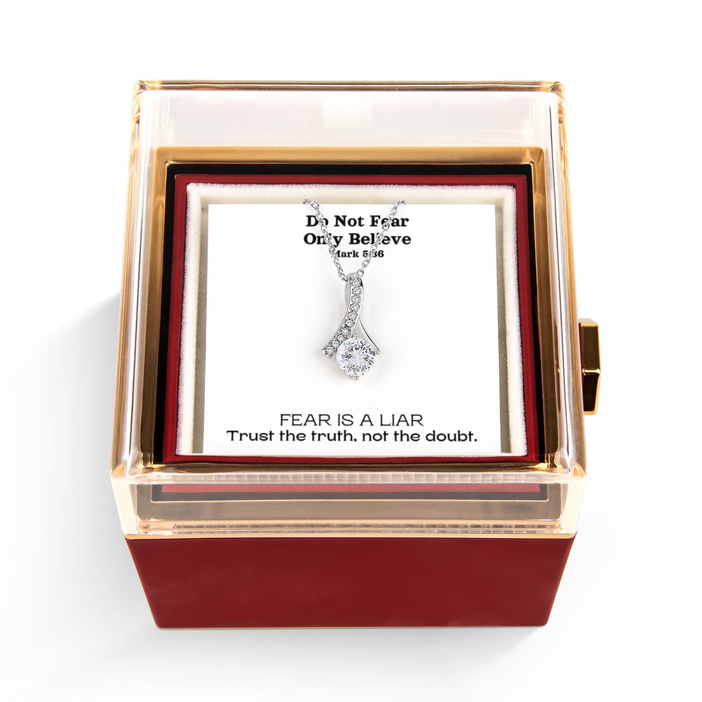 Do Not Fear Only Believe (Mark 5:36) | Alluring Beauty Necklace in Rotating Rose Gift Box