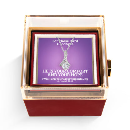 I Will Turn Your Mourning Into Joy (Jeremiah 31:13) | Alluring Beauty Necklace in Rotating Rose Gift Box