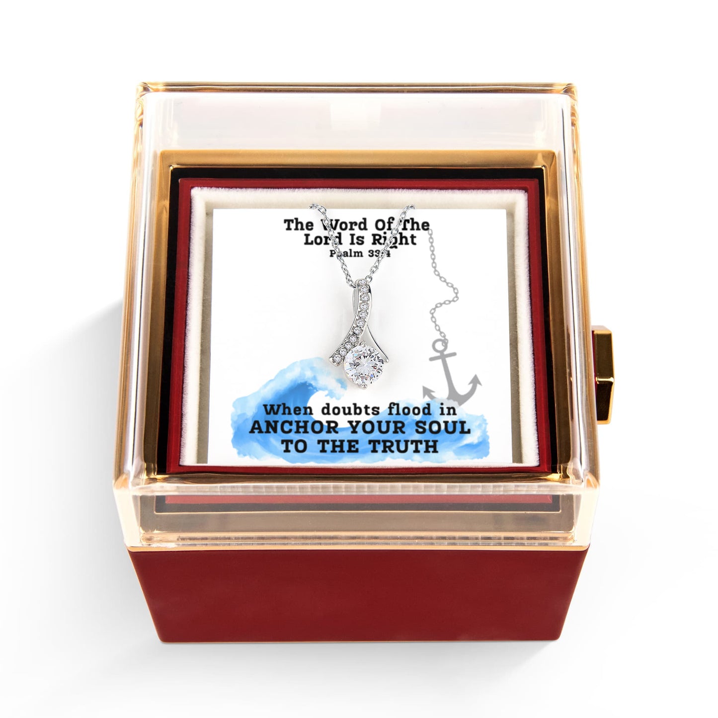 The Word Of The Lord Is Right (Psalm 33:4) | Alluring Beauty Necklace in Rotating Rose Gift Box