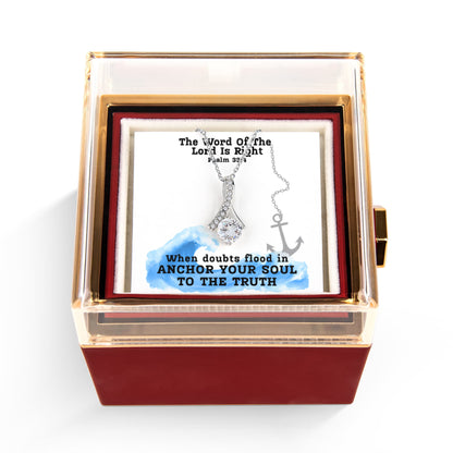 The Word Of The Lord Is Right (Psalm 33:4) | Alluring Beauty Necklace in Rotating Rose Gift Box
