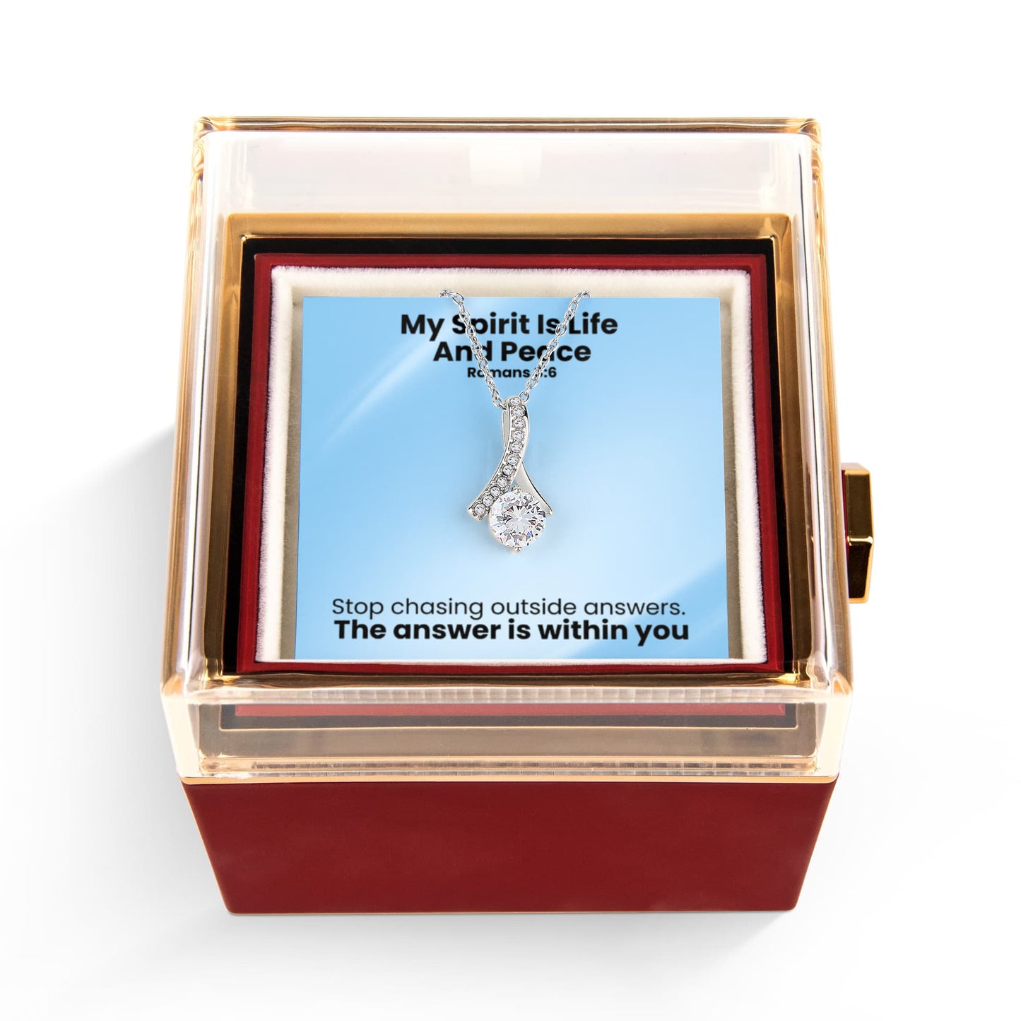 My Spirit Is Life And Peace (Romans 8:6) | Alluring Beauty Necklace in Rotating Rose Gift Box