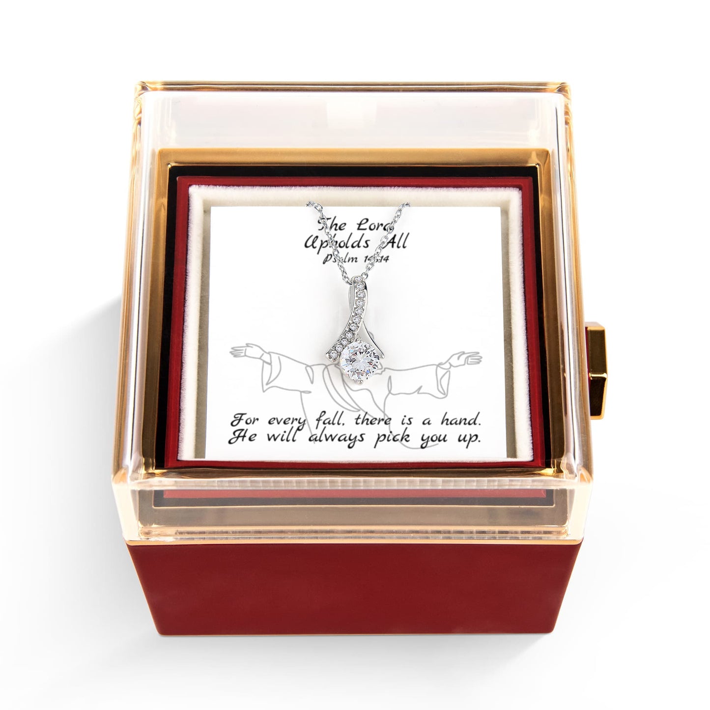 The Lord Upholds All (Psalm 145:14) | Alluring Beauty Necklace in Rotating Rose Gift Box