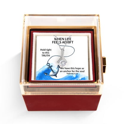 Hope Anchors The Soul (Hebrews 6:19) | Alluring Beauty Necklace in Rotating Rose Gift Box