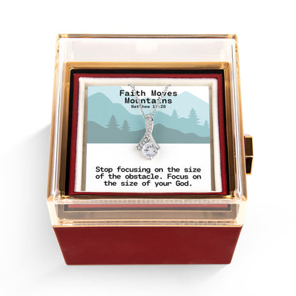 Faith Moves Mountains (Matthew 17:20) | Alluring Beauty Necklace in Rotating Rose Gift Box