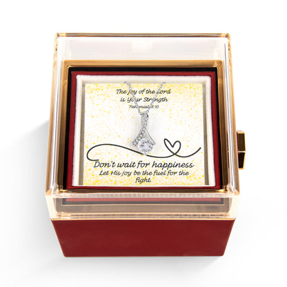 The Joy of the Lord Is Your Strength (Nehemiah 8:10) | Alluring Beauty Necklace in Rotating Rose Gift Box