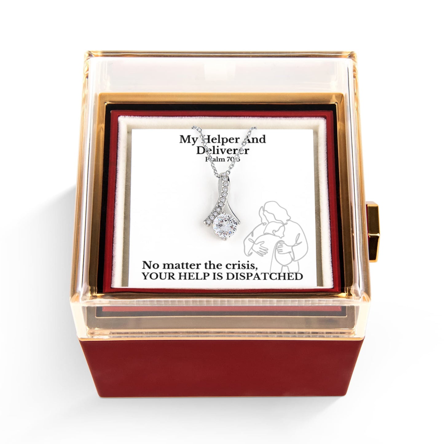 My Helper And Deliverer (Psalm 70:5) | Alluring Beauty Necklace in Rotating Rose Gift Box