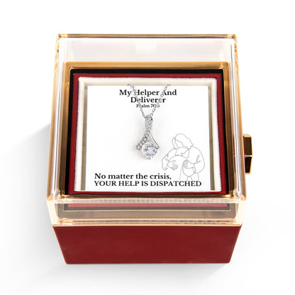 My Helper And Deliverer (Psalm 70:5) | Alluring Beauty Necklace in Rotating Rose Gift Box