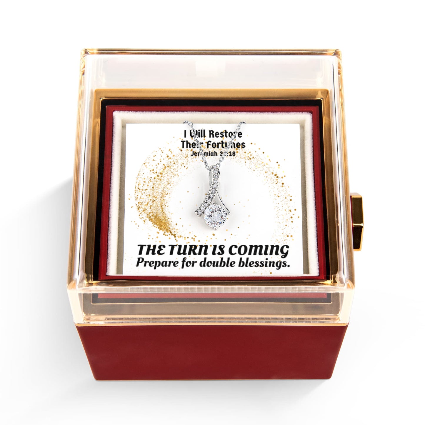 I Will Restore Their Fortunes (Jeremiah 30:18) | Alluring Beauty Necklace in Rotating Rose Gift Box