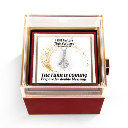 I Will Restore Their Fortunes (Jeremiah 30:18) | Alluring Beauty Necklace in Rotating Rose Gift Box