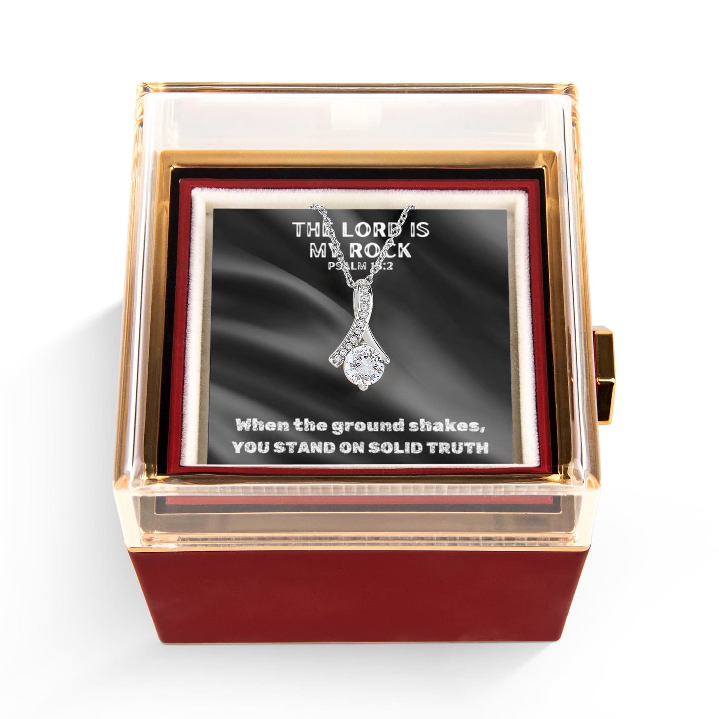 The Lord Is My Rock (Psalm 18:2) | Alluring Beauty Necklace in Rotating Rose Gift Box