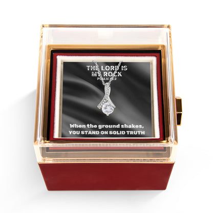 The Lord Is My Rock (Psalm 18:2) | Alluring Beauty Necklace in Rotating Rose Gift Box