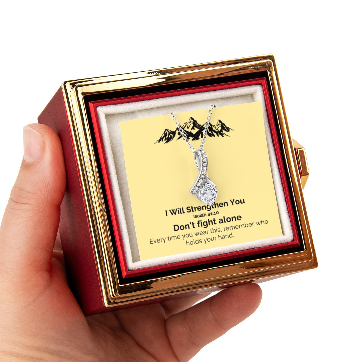 I Will Strengthen You (Isaiah 41:10) | Alluring Beauty Necklace in Rotating Rose Gift Box