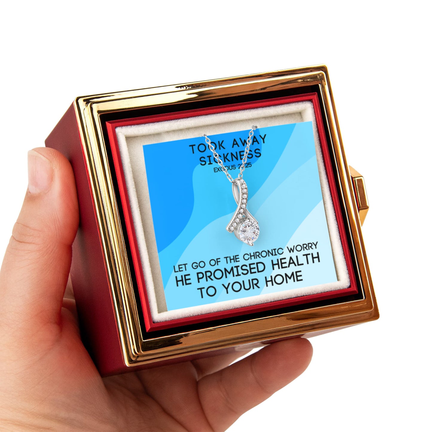 Took Away Sickness (Exodus 23:25) | Alluring Beauty Necklace in Rotating Rose Gift Box