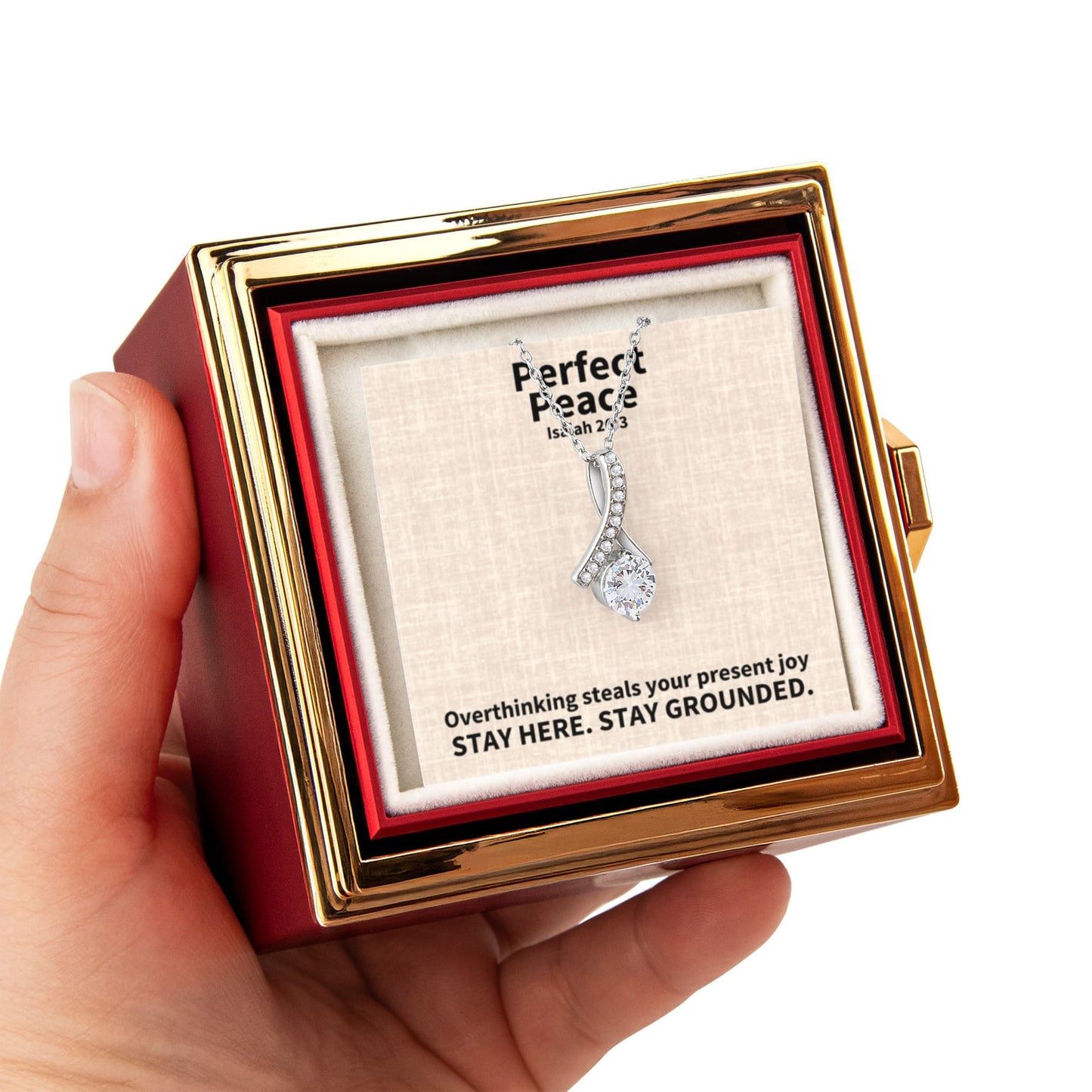 Perfect Peace (Isaiah 26:3) | Alluring Beauty Necklace in Rotating Rose Gift Box