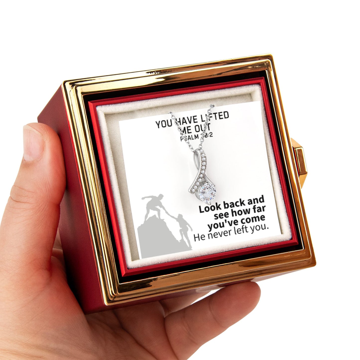 You Have Lifted Me Out (Psalm 30:2) | Alluring Beauty Necklace in Rotating Rose Gift Box