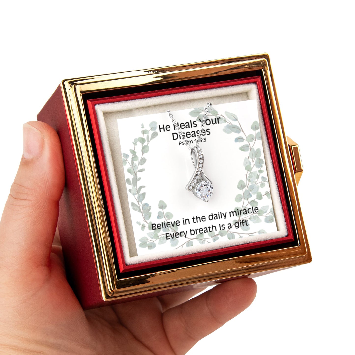He Heals Your Diseases (Psalm 103:3) | Alluring Beauty Necklace in Rotating Rose Gift Box