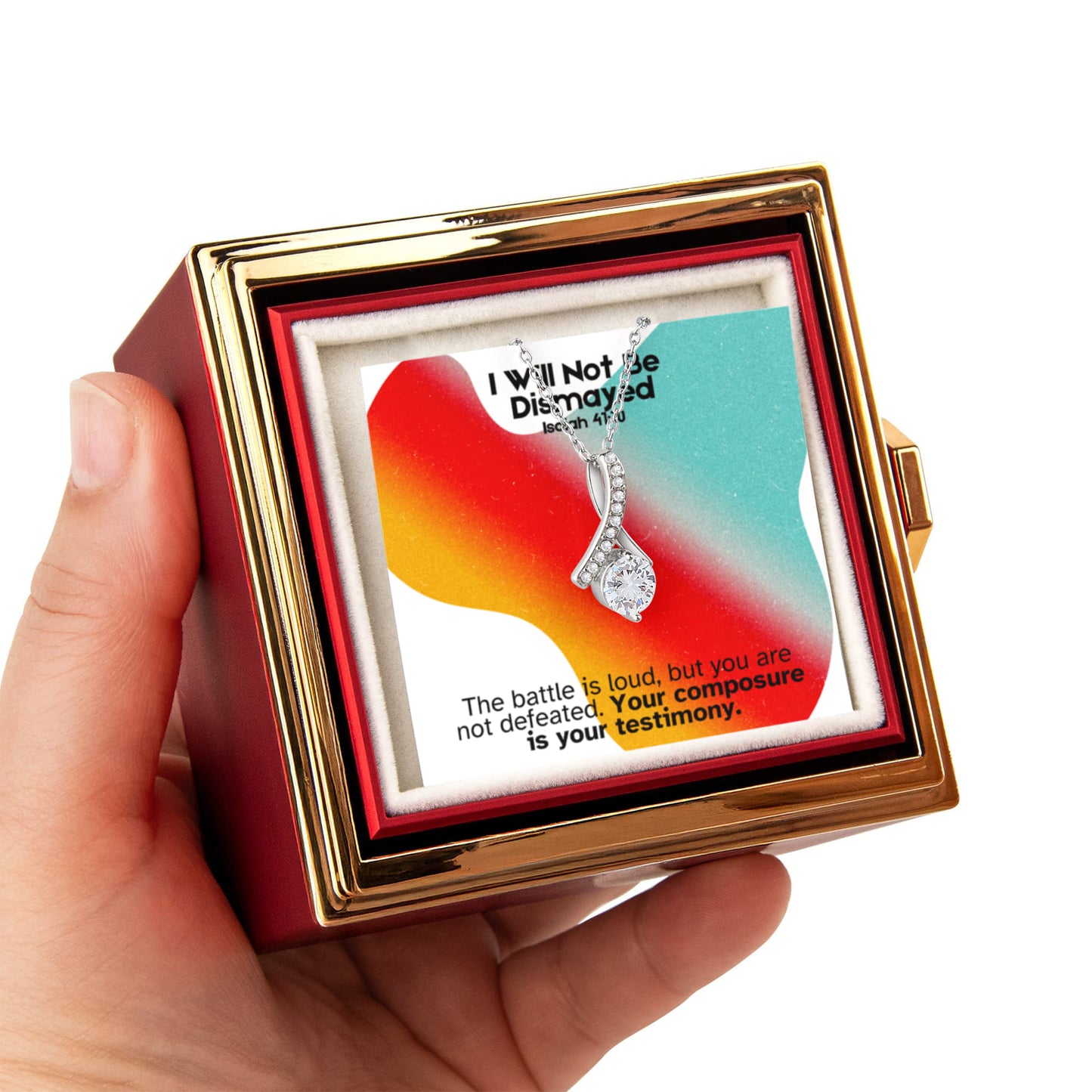 I Will Not Be Dismayed (Isaiah 41:10) | Alluring Beauty Necklace in Rotating Rose Gift Box