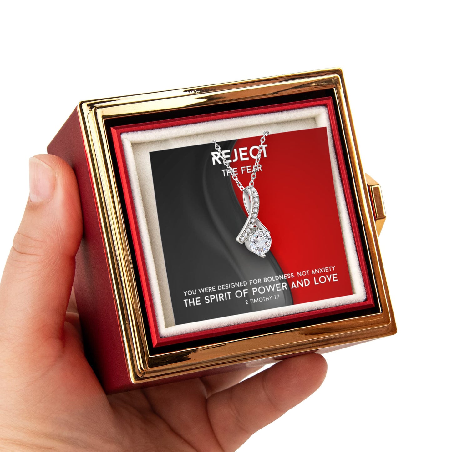 The Spirit Of Power And Love (2 Timothy 1:7) | Alluring Beauty Necklace in Rotating Rose Gift Box