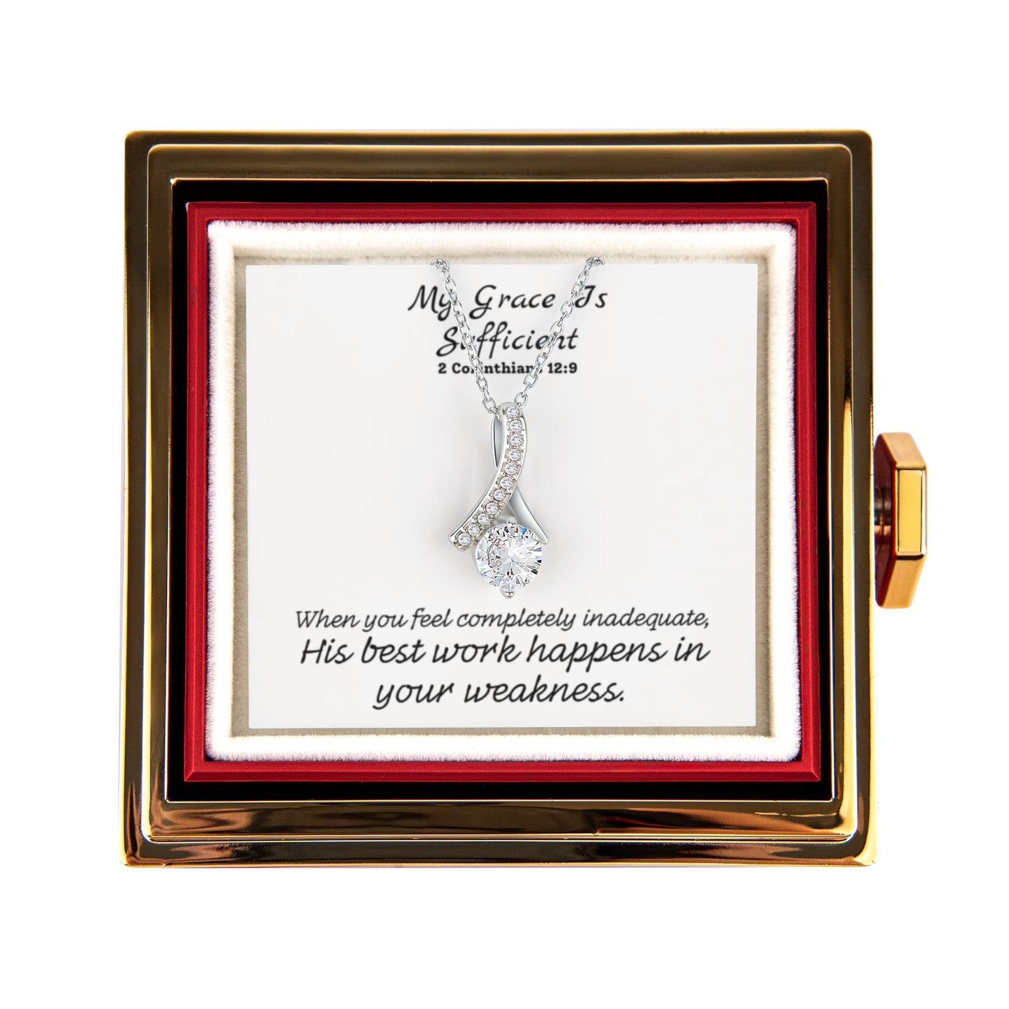 My Grace Is Sufficient (2 Corinthians 12:9) | Alluring Beauty Necklace in Rotating Rose Gift Box