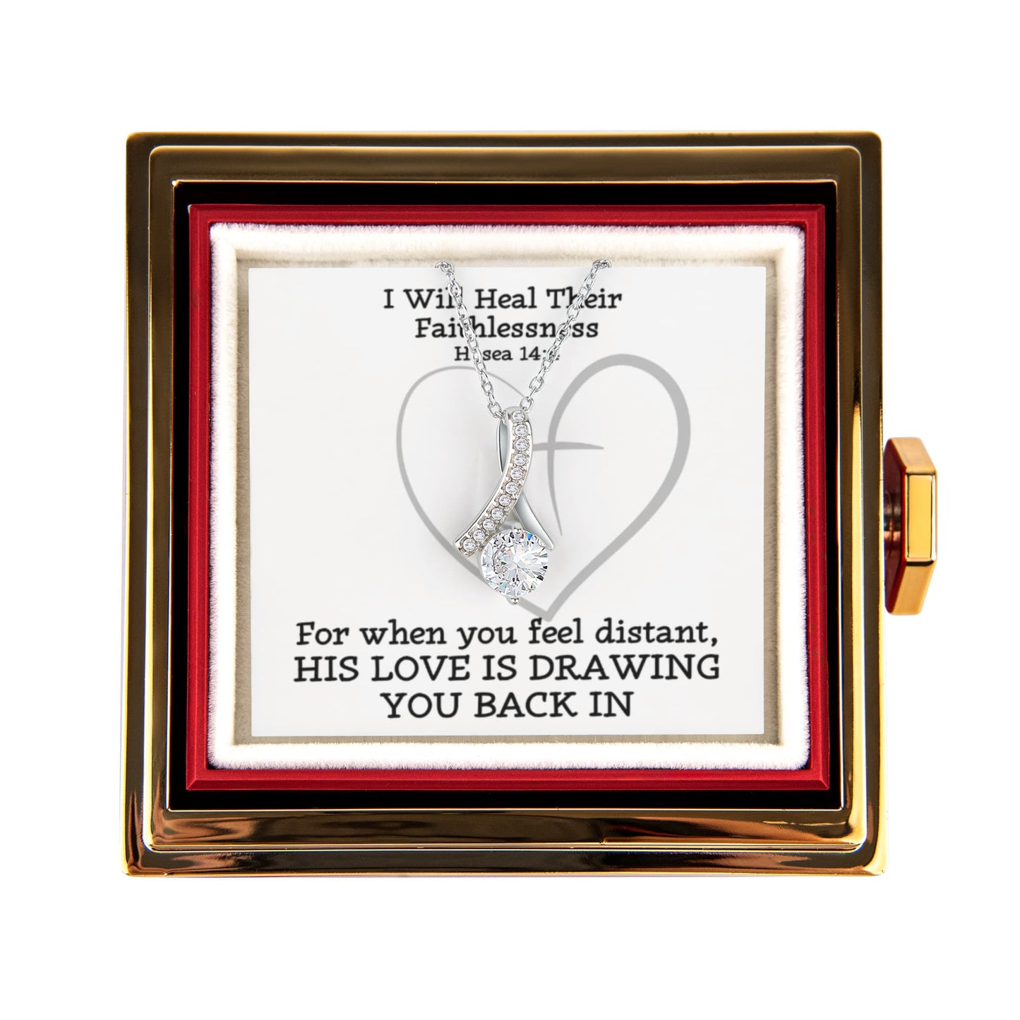 I Will Heal Their Faithlessness (Hosea 14:4) | Alluring Beauty Necklace in Rotating Rose Gift Box