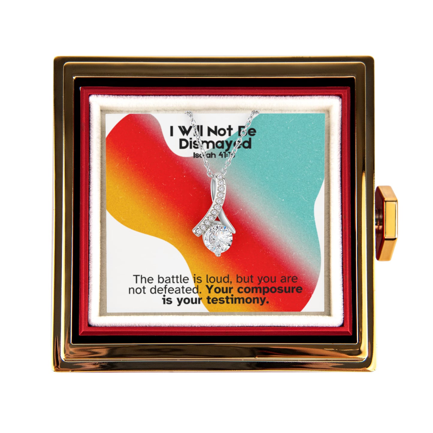I Will Not Be Dismayed (Isaiah 41:10) | Alluring Beauty Necklace in Rotating Rose Gift Box