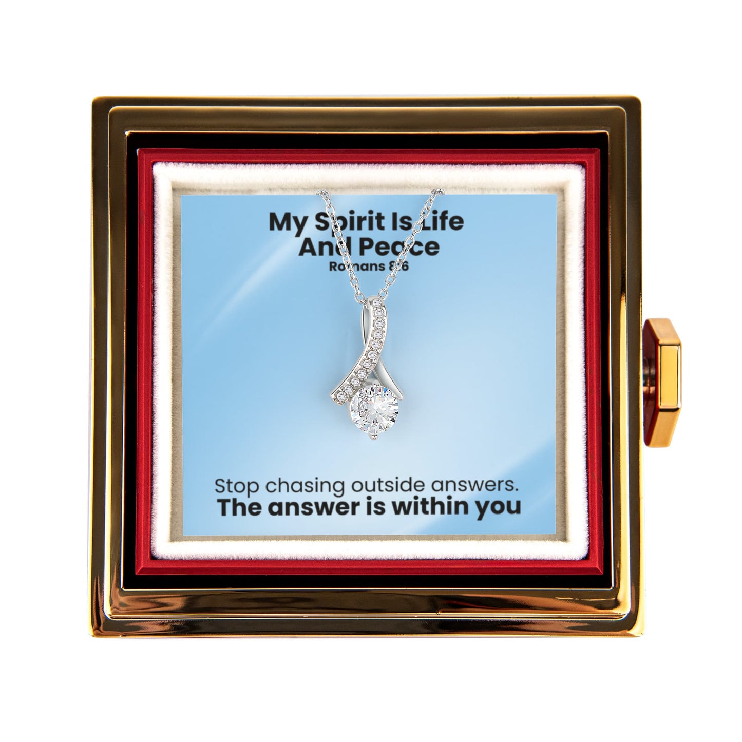 My Spirit Is Life And Peace (Romans 8:6) | Alluring Beauty Necklace in Rotating Rose Gift Box