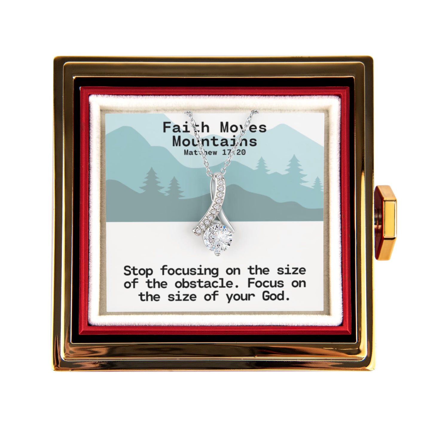 Faith Moves Mountains (Matthew 17:20) | Alluring Beauty Necklace in Rotating Rose Gift Box