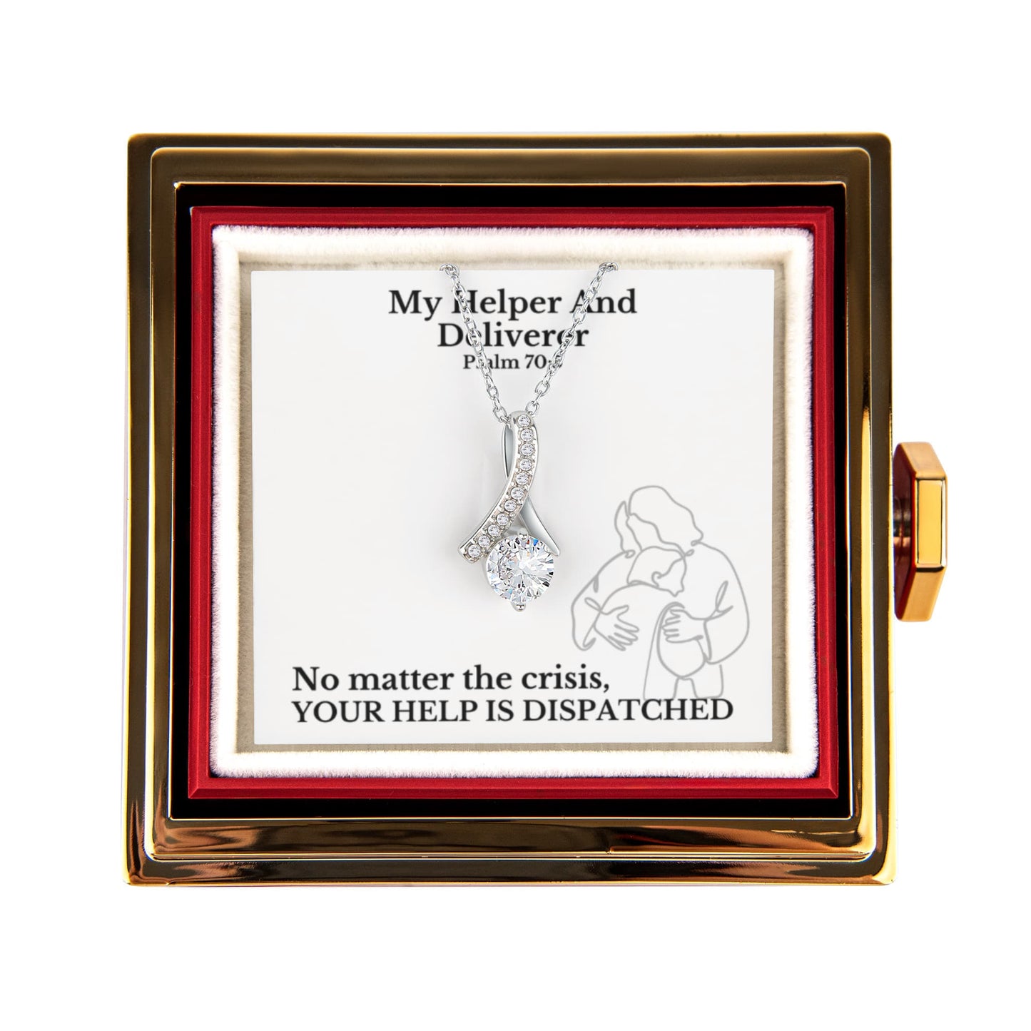 My Helper And Deliverer (Psalm 70:5) | Alluring Beauty Necklace in Rotating Rose Gift Box