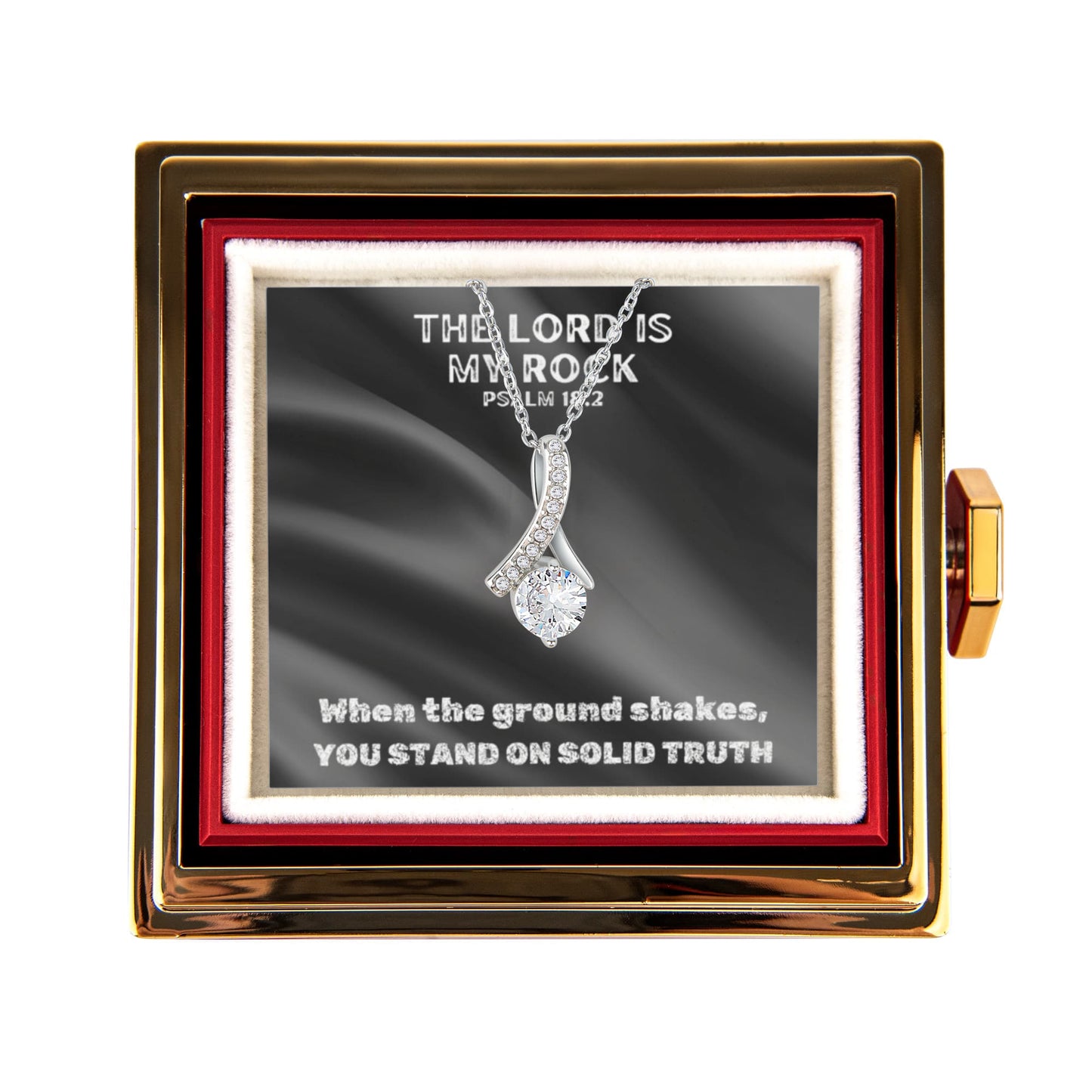 The Lord Is My Rock (Psalm 18:2) | Alluring Beauty Necklace in Rotating Rose Gift Box