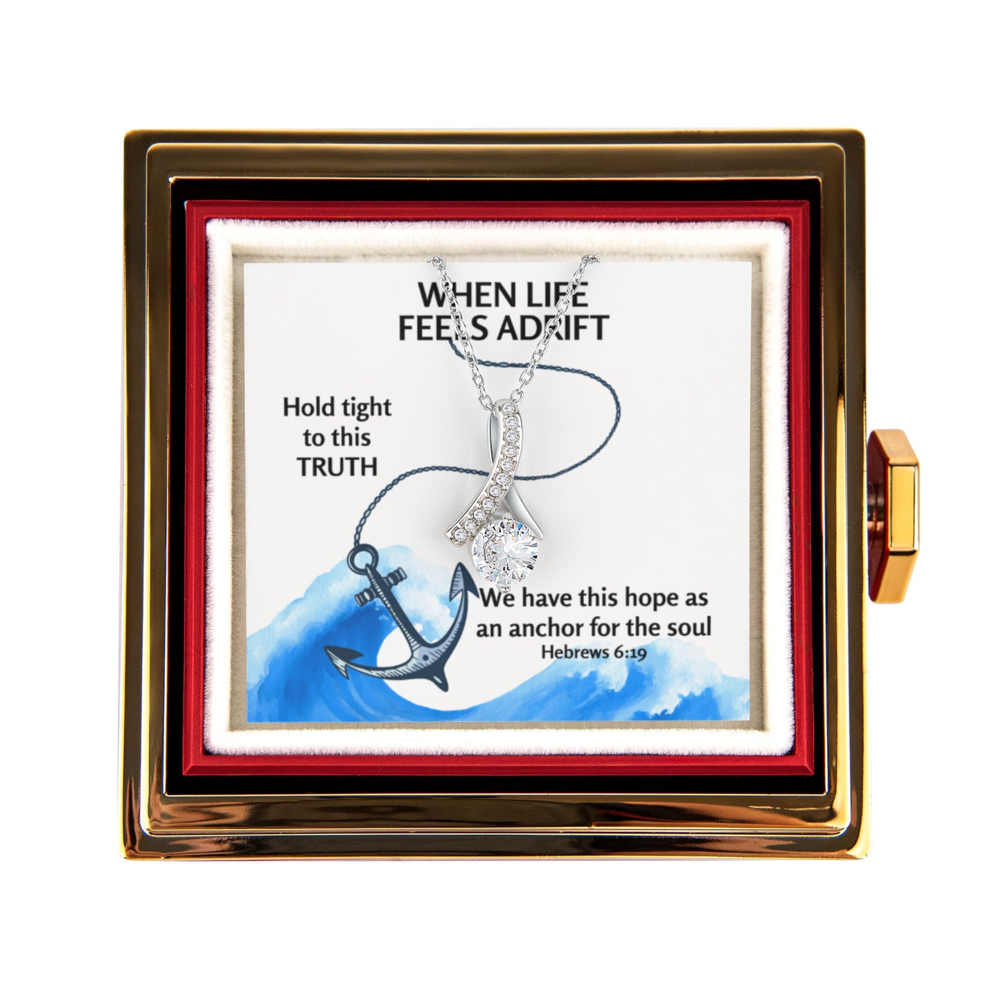 Hope Anchors The Soul (Hebrews 6:19) | Alluring Beauty Necklace in Rotating Rose Gift Box