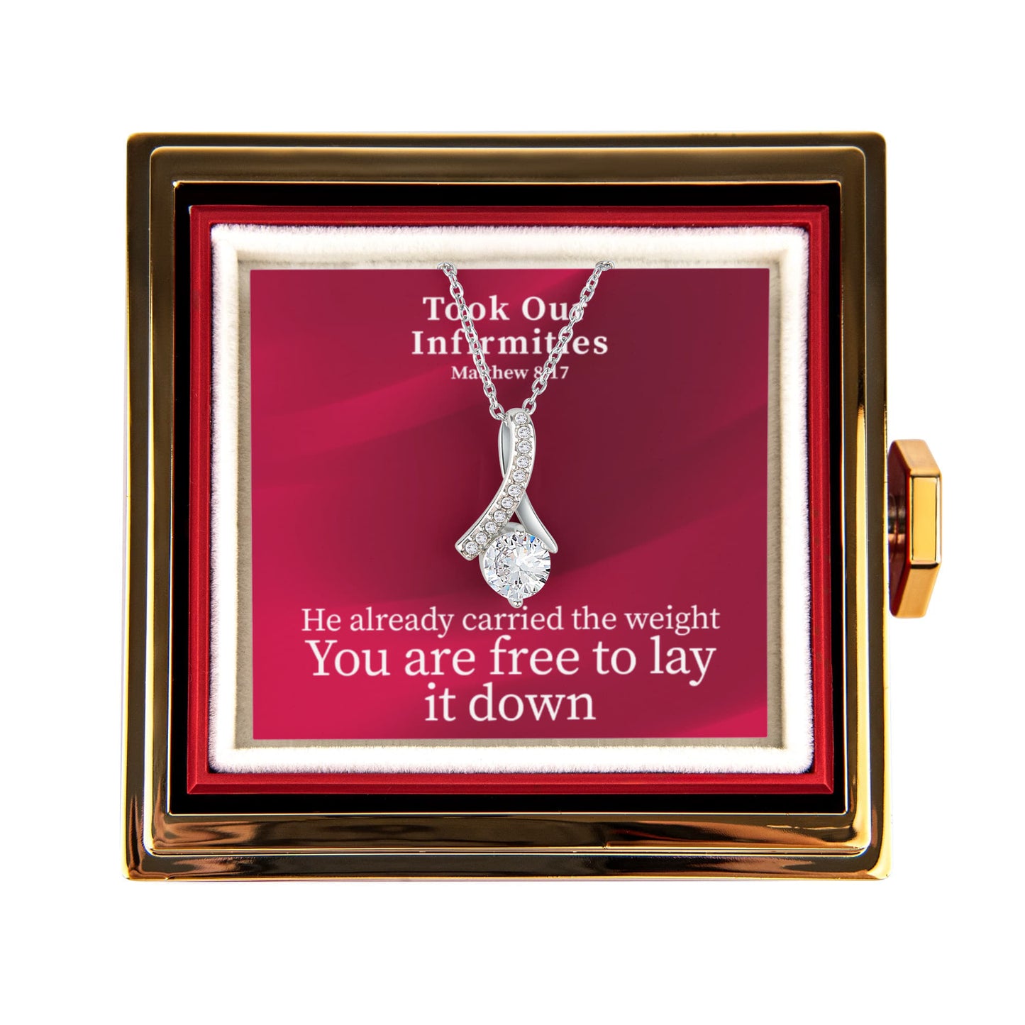 Took Our Infirmities (Matthew :17) | Alluring Beauty Necklace in Rotating Rose Gift Box