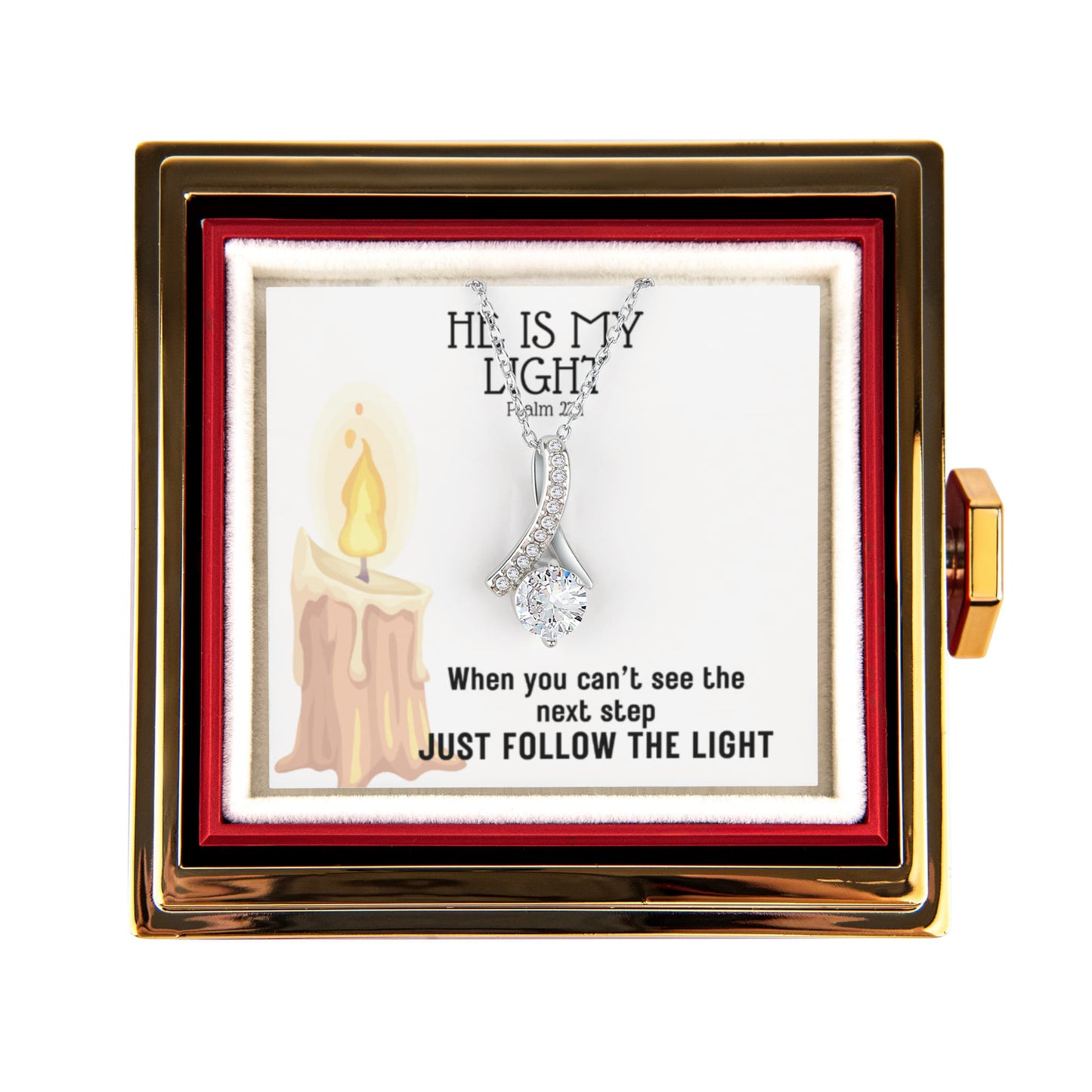 He Is My Light (Psalm 27:1) | Alluring Beauty Necklace in Rotating Rose Gift Box