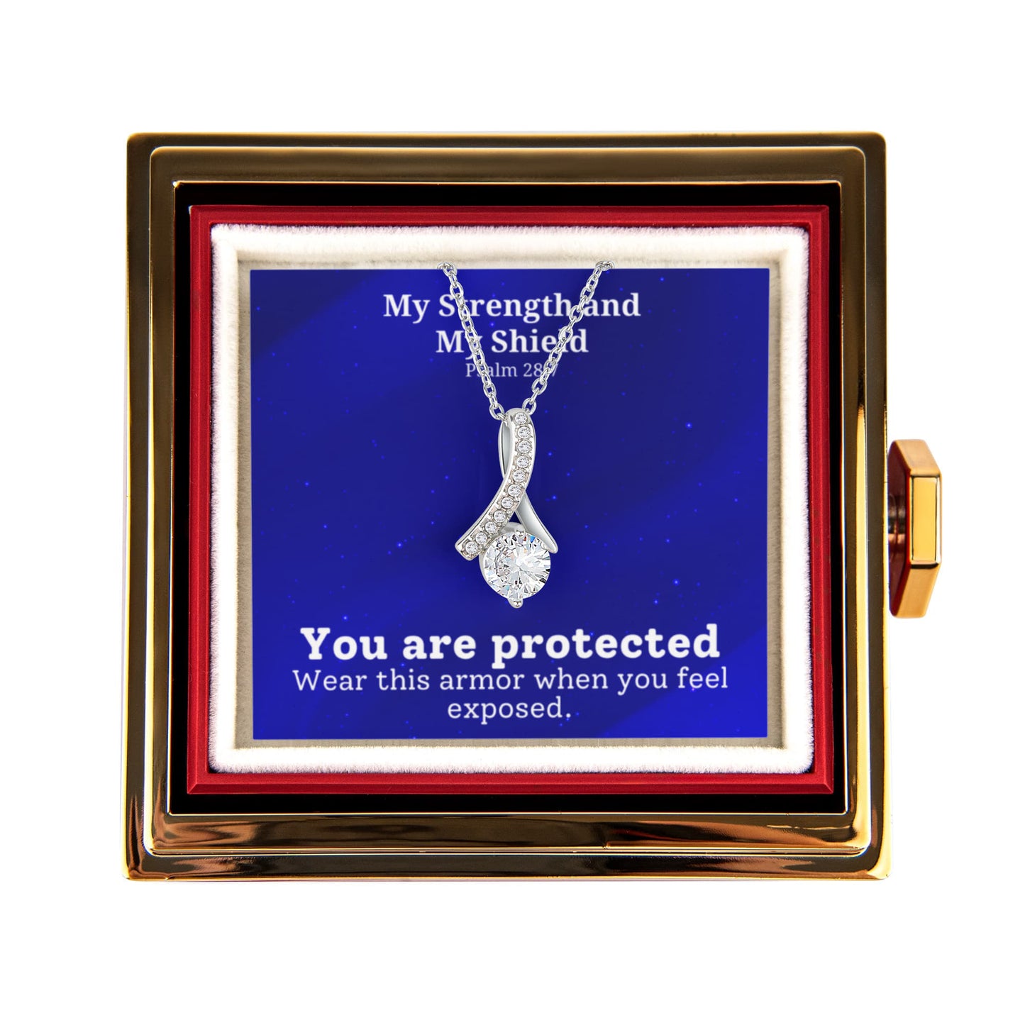 My Strength and My Shield (Psalm 28:7) | Alluring Beauty Necklace in Rotating Rose Gift Box