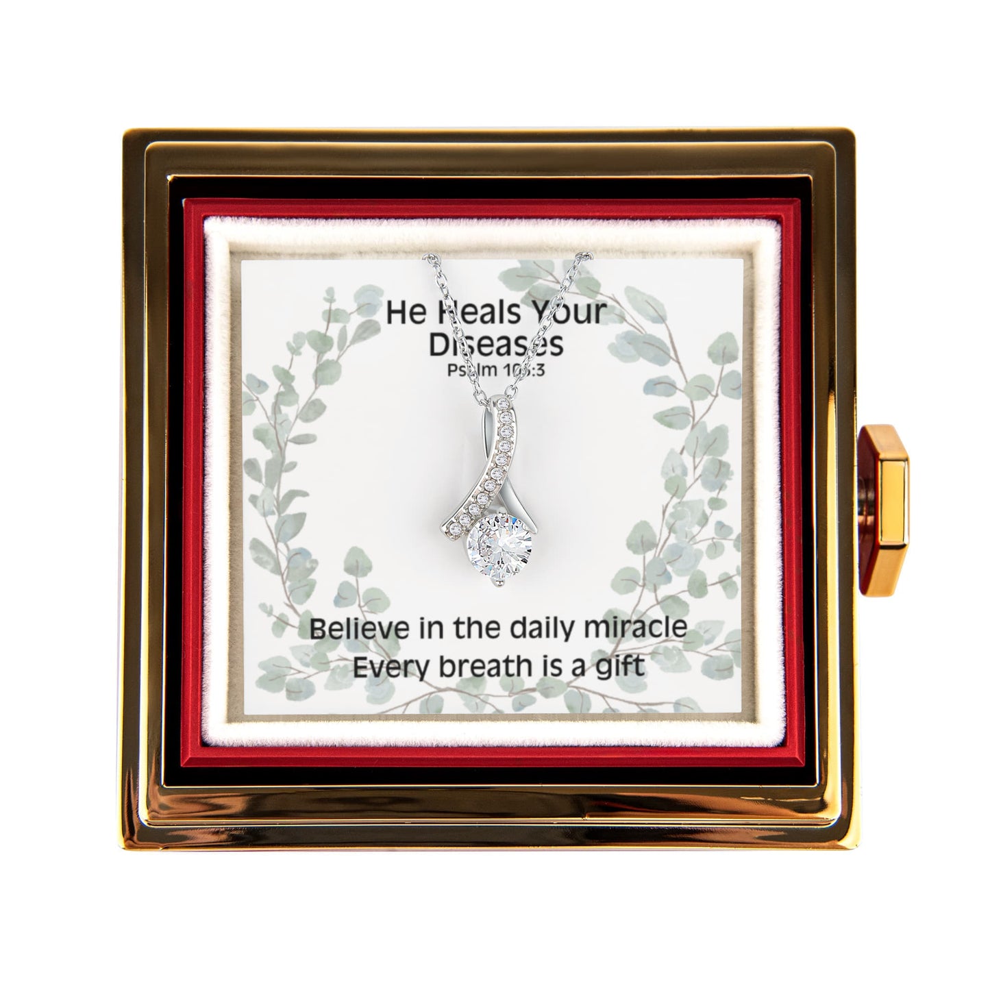 He Heals Your Diseases (Psalm 103:3) | Alluring Beauty Necklace in Rotating Rose Gift Box
