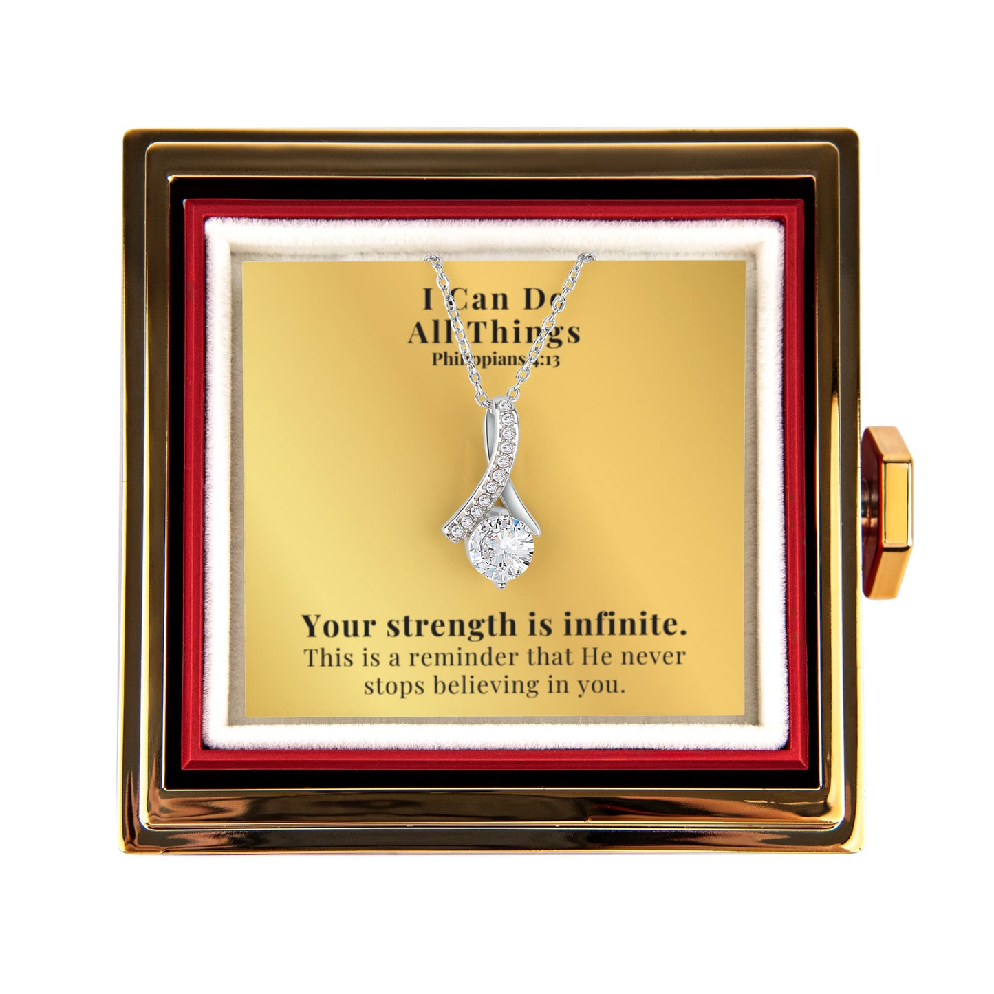 I Can Do All Things (Philippians 4:13) | Alluring Beauty Necklace in Rotating Rose Gift Box