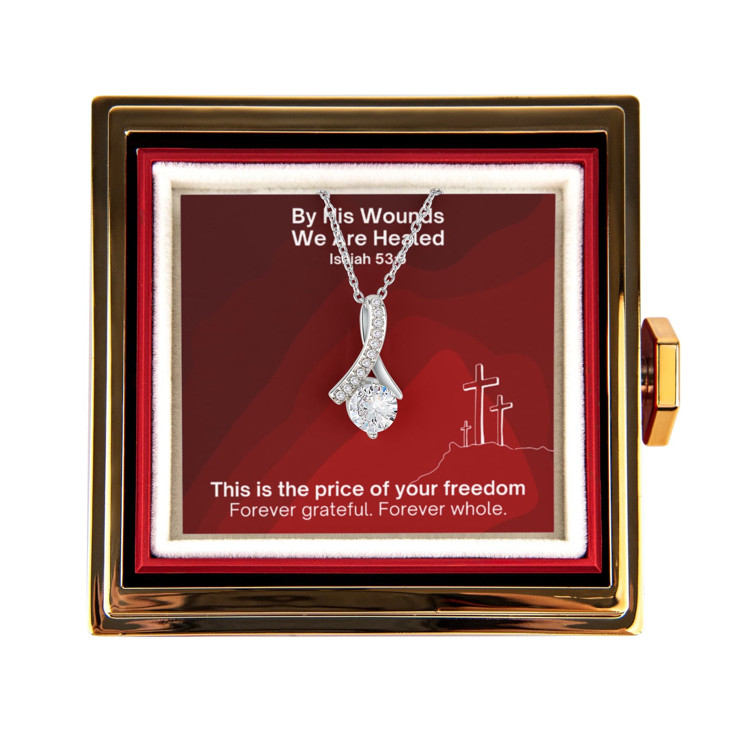 By His Wounds We Are Healed (Isaiah 53:5) | Alluring Beauty Necklace in Rotating Rose Gift Box