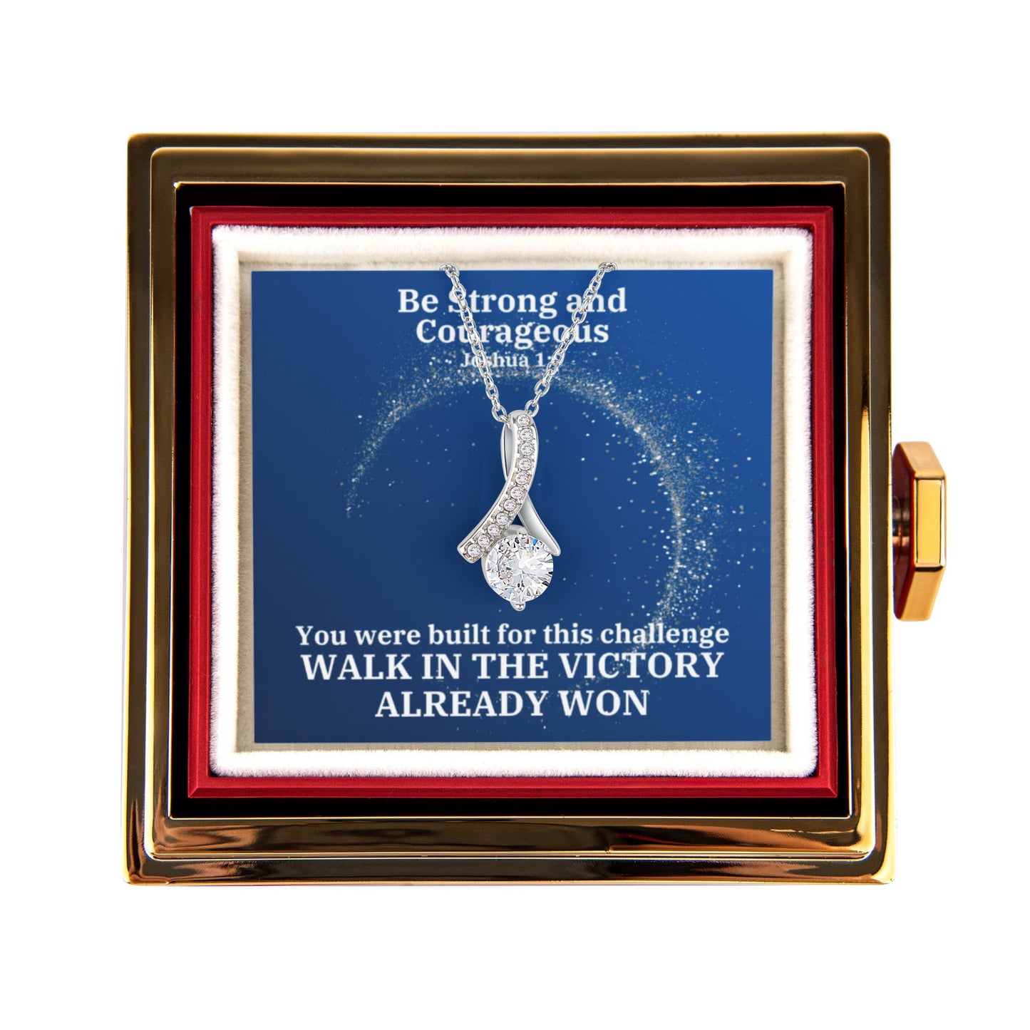 Be Strong And Courageous (Joshua 1:9) | Alluring Beauty Necklace in Rotating Rose Gift Box