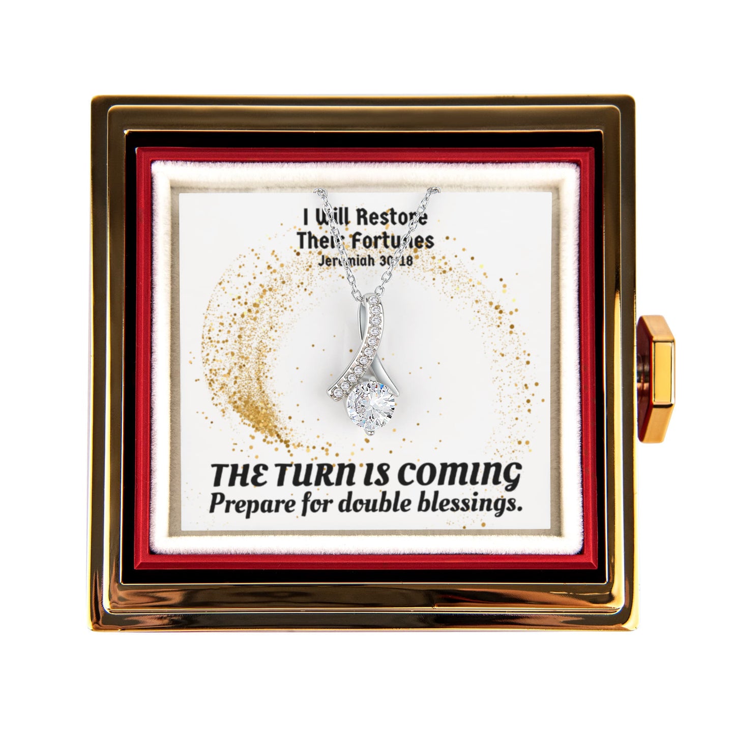 I Will Restore Their Fortunes (Jeremiah 30:18) | Alluring Beauty Necklace in Rotating Rose Gift Box
