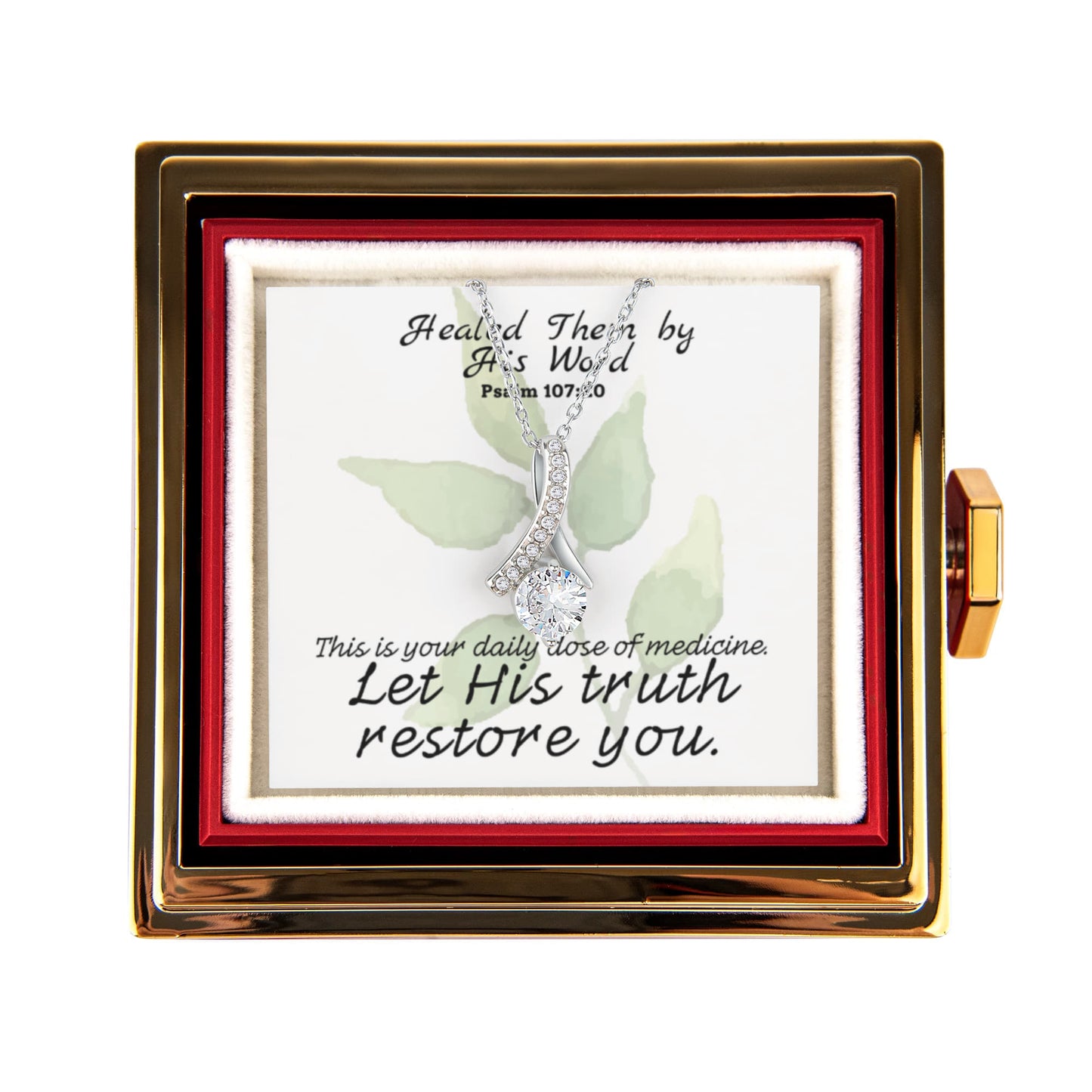 Healed Them By His Words (Psalm 107:20) | Alluring Beauty Necklace in Rotating Rose Gift Box