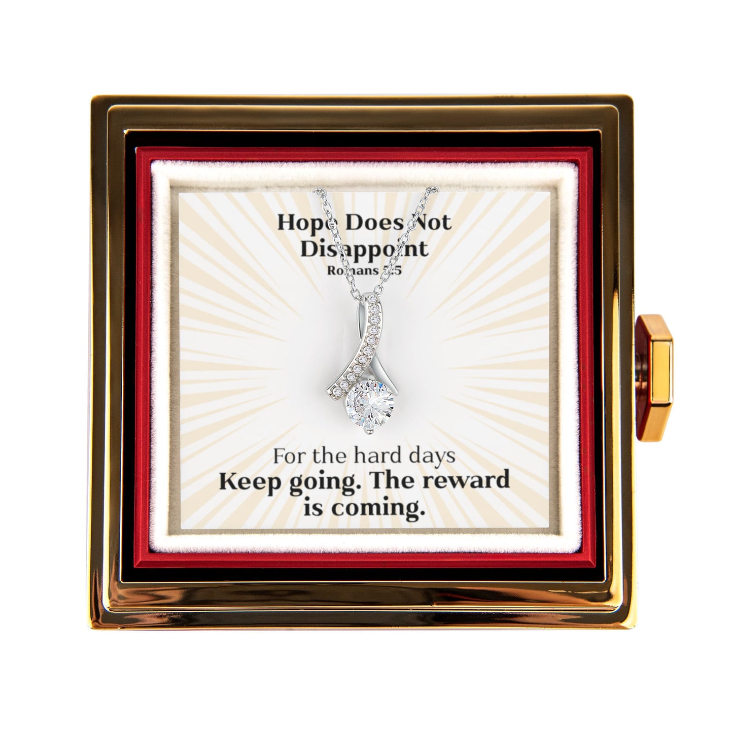 Hope Does Not Disappoint (Romans 5:5) | Alluring Beauty Necklace in Rotating Rose Gift Box