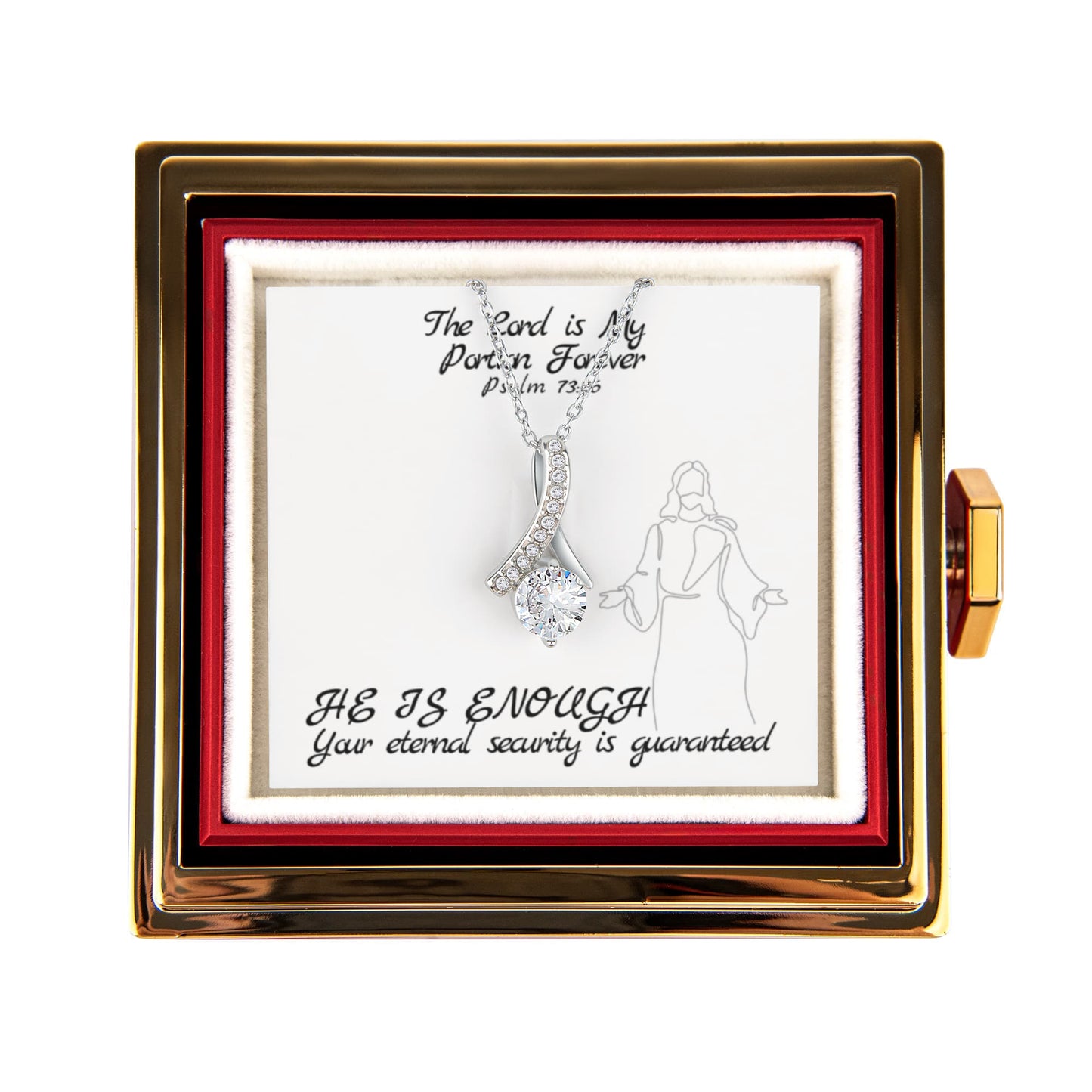 The Lord is My Portion Forever (Psalm 73:26) | Alluring Beauty Necklace in Rotating Rose Gift Box
