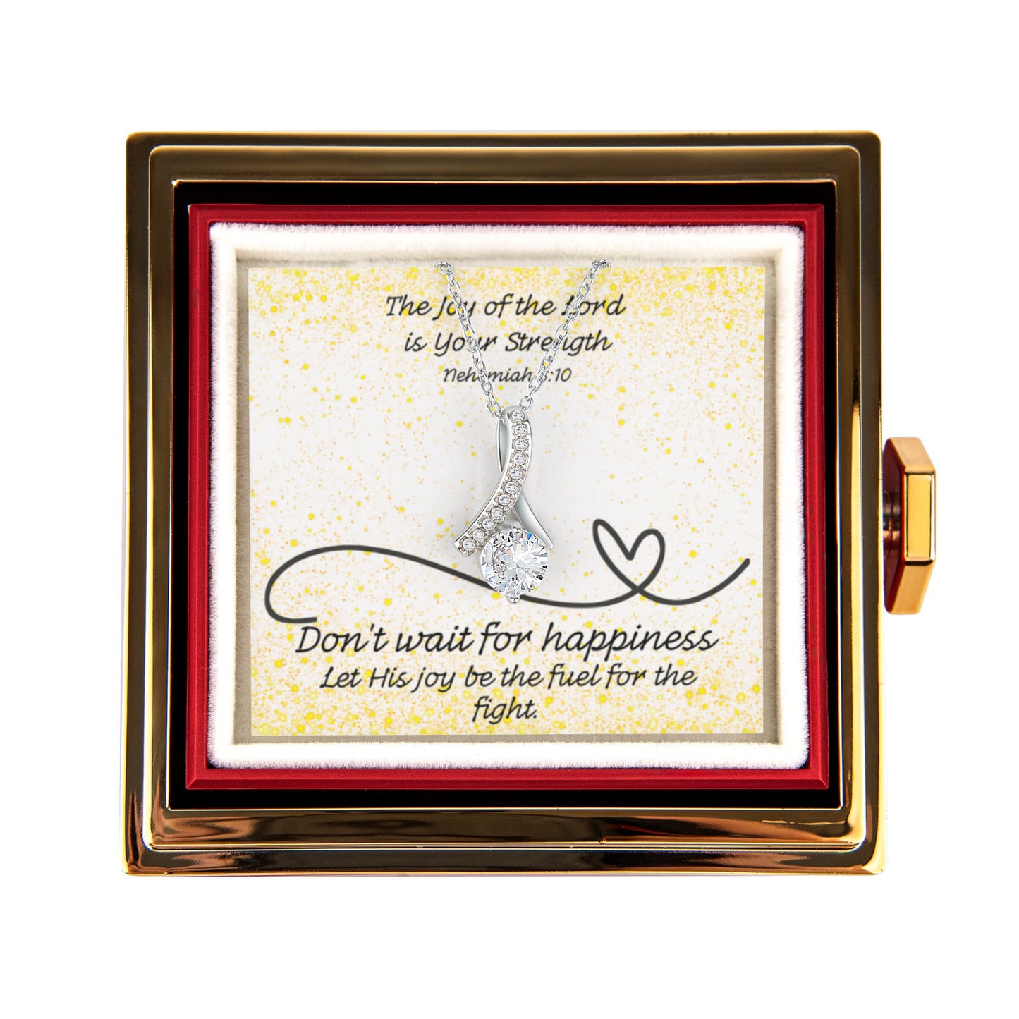 The Joy of the Lord Is Your Strength (Nehemiah 8:10) | Alluring Beauty Necklace in Rotating Rose Gift Box
