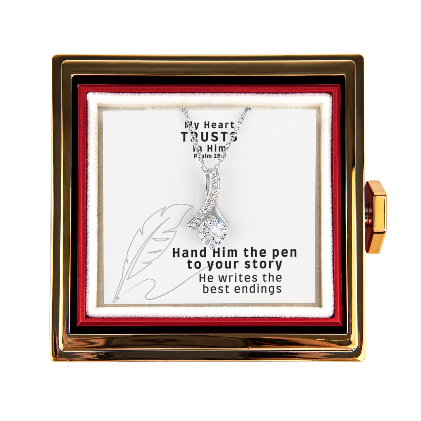 My Heart Trusts In Him (Psalm 28:7) | Alluring Beauty Necklace in Rotating Rose Gift Box