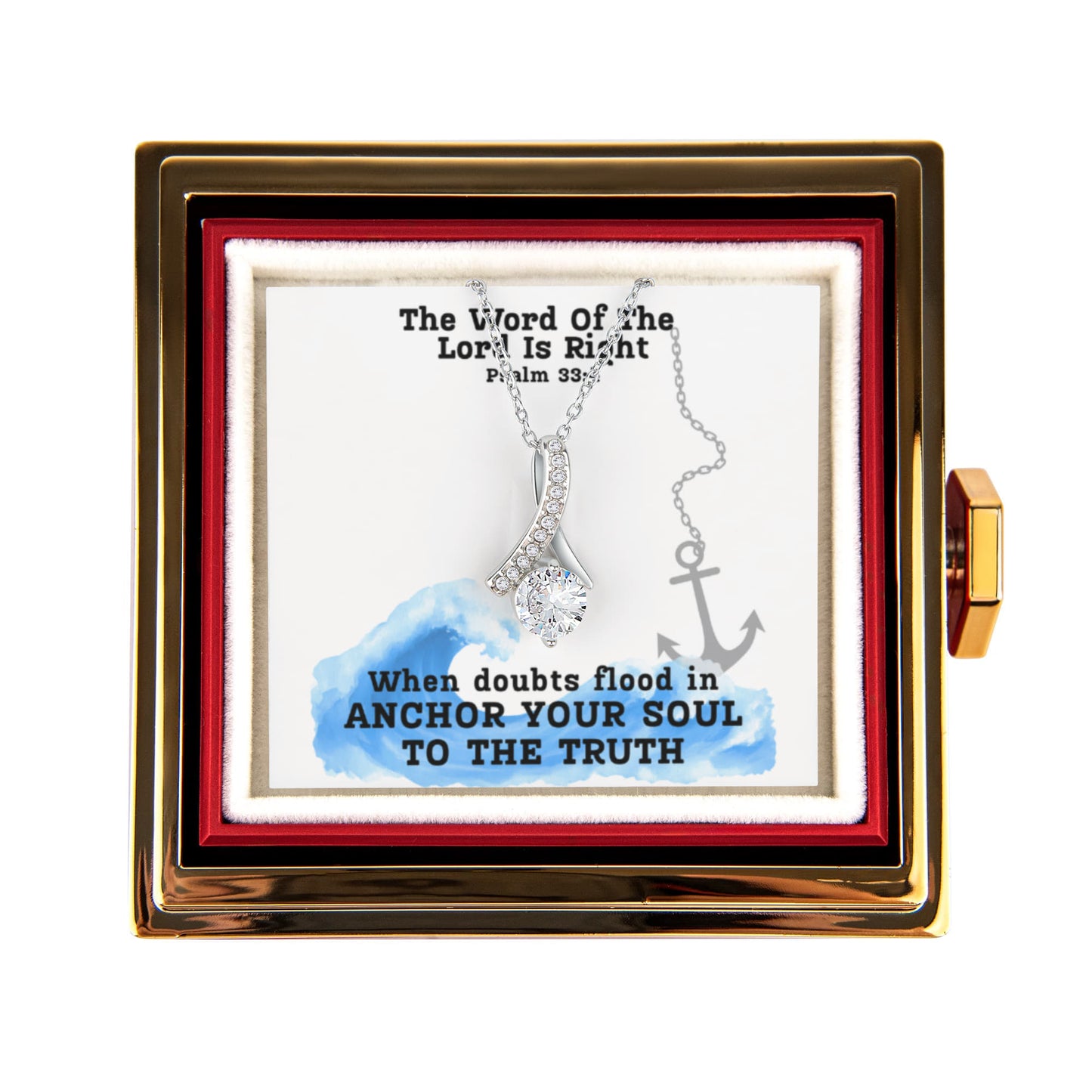 The Word Of The Lord Is Right (Psalm 33:4) | Alluring Beauty Necklace in Rotating Rose Gift Box