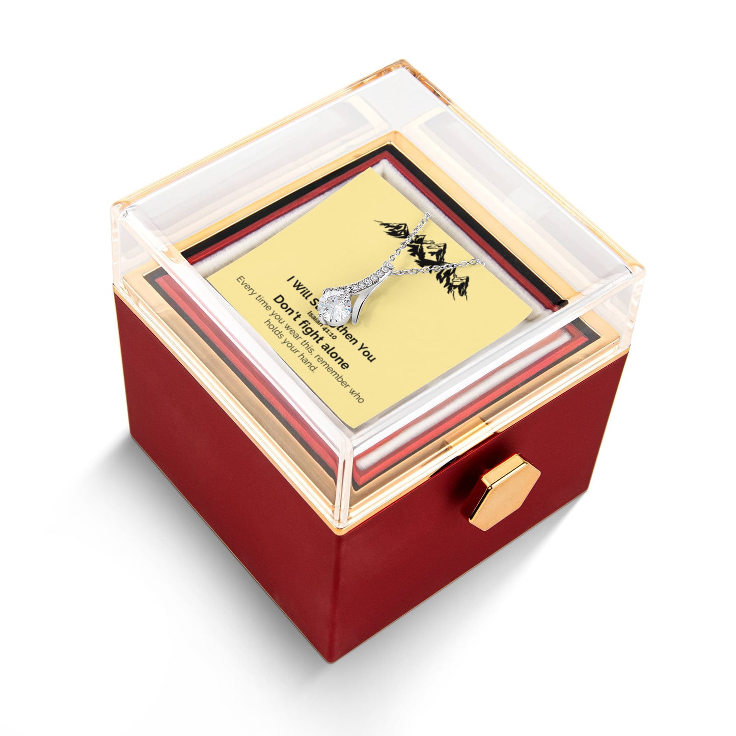 I Will Strengthen You (Isaiah 41:10) | Alluring Beauty Necklace in Rotating Rose Gift Box