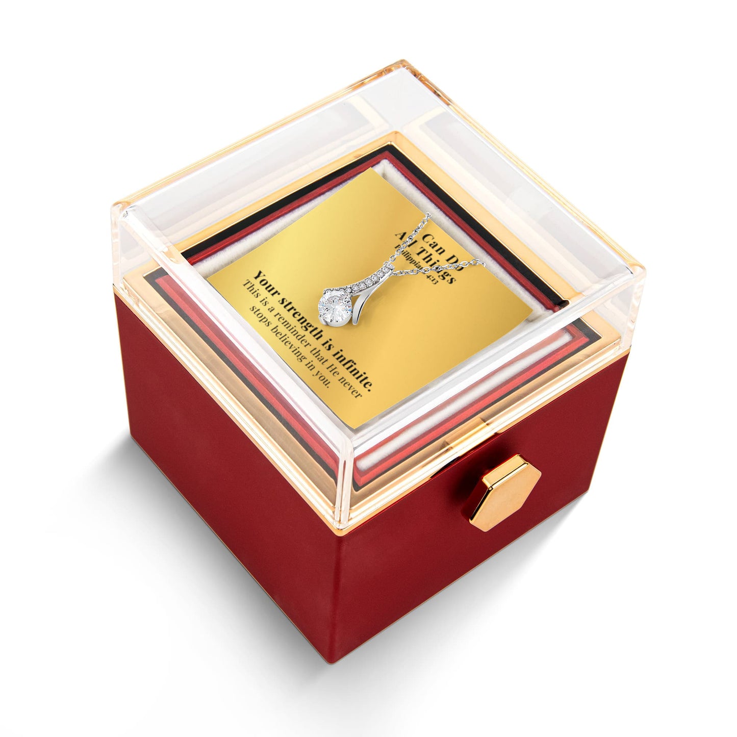 I Can Do All Things (Philippians 4:13) | Alluring Beauty Necklace in Rotating Rose Gift Box
