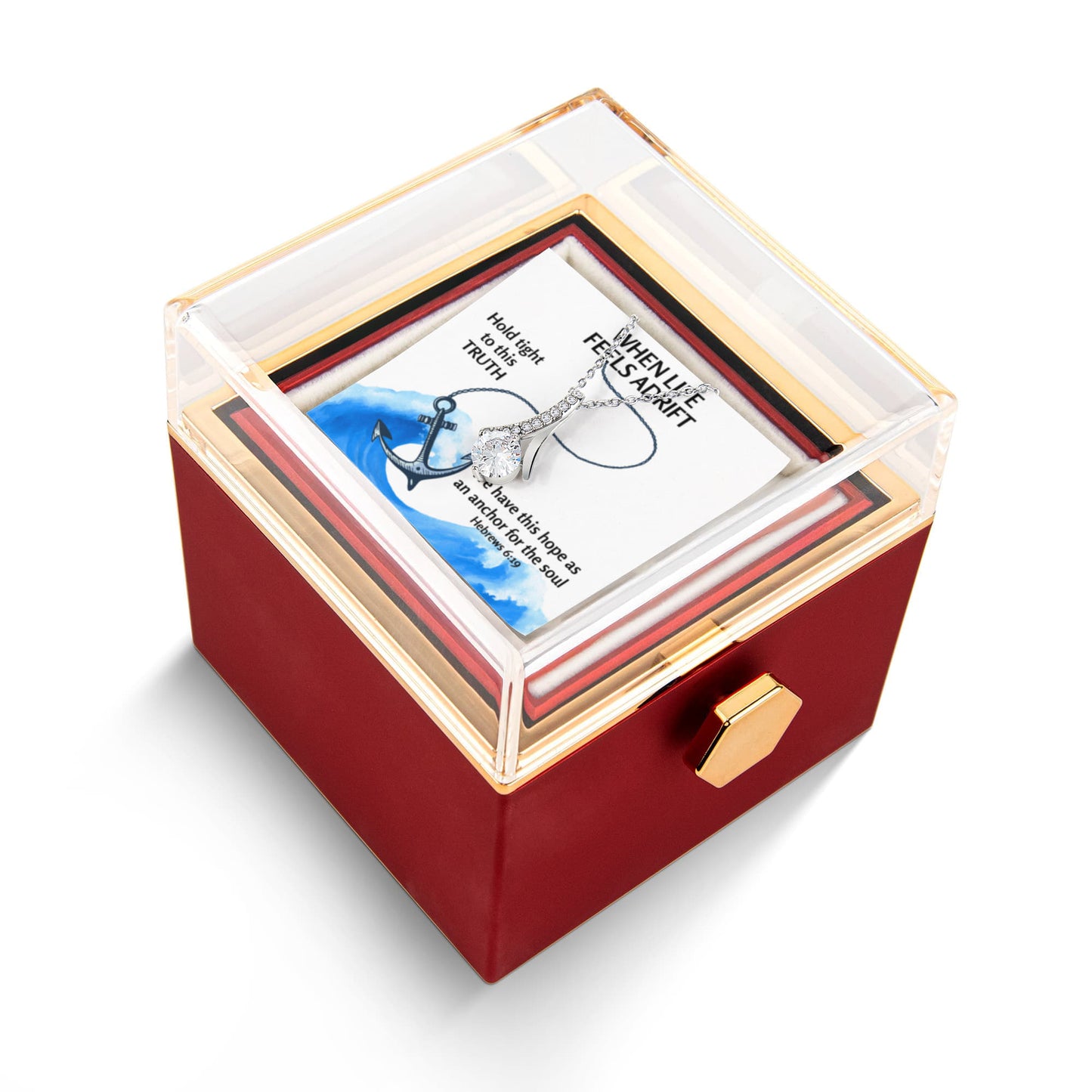 Hope Anchors The Soul (Hebrews 6:19) | Alluring Beauty Necklace in Rotating Rose Gift Box